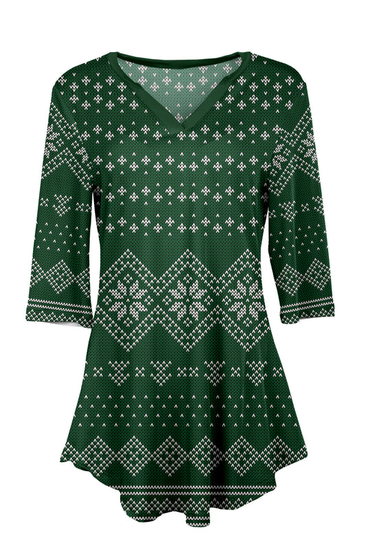 Emerald Fair Isle Holiday Sweater Print-