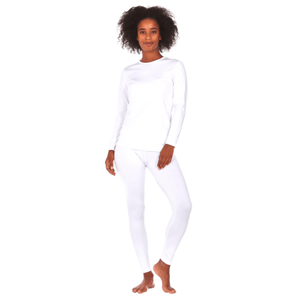Therma Jane Womens Thermal Fleece Lined Crew Neck Top and Pant Set (Red, Medium)