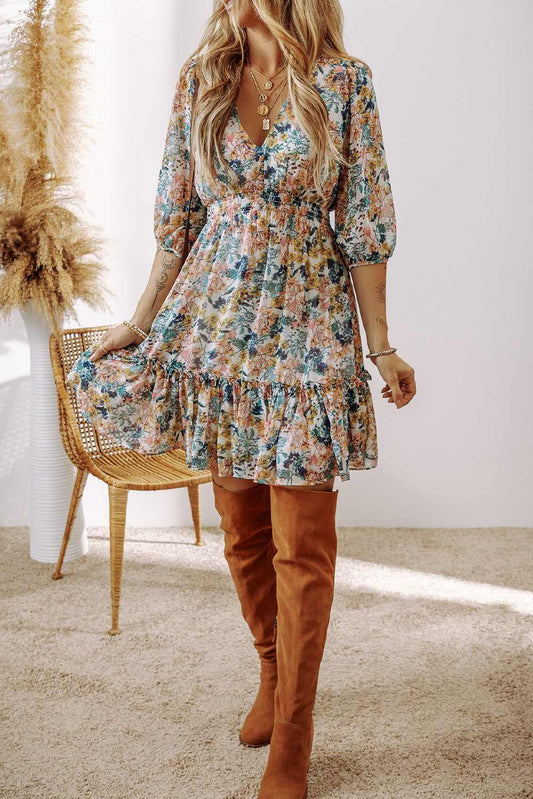 Threaded Pear Amira High Waist Ruffled Dress