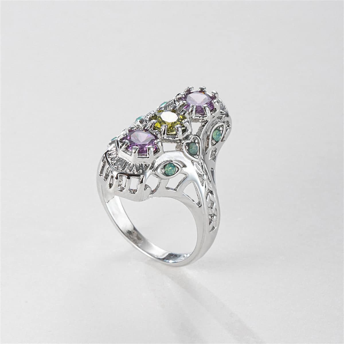 Pink & Yellow Crystal Cubic Zirconia-Accent Openwork Round-Cut Ring-1
