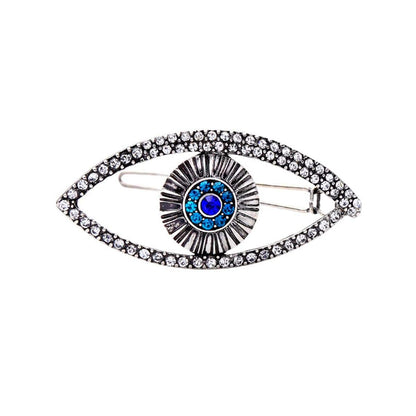 Cubic Zirconia & Silvertone Evil Eye Hair Clip