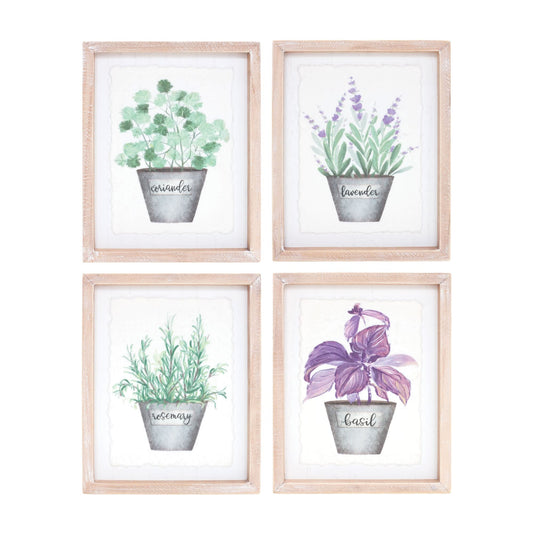 Melrose International Framed Watercolor Herb Print (Set of 4)