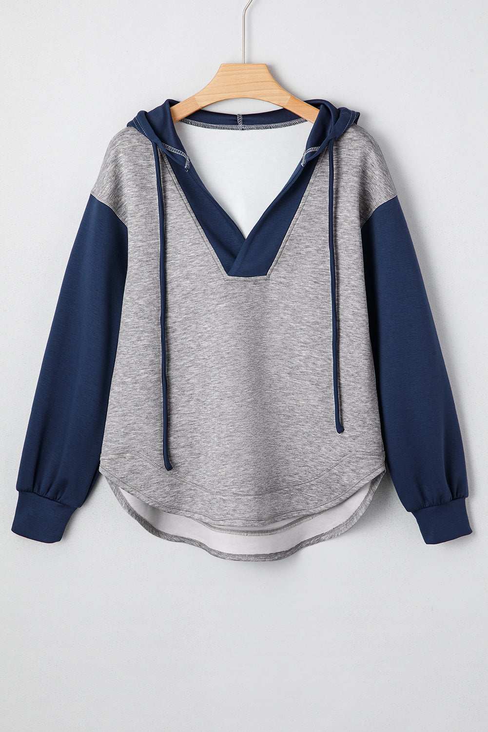 Zariyah Block Patchwork Drawstring Hoodie - Light Gray / L - 12/14