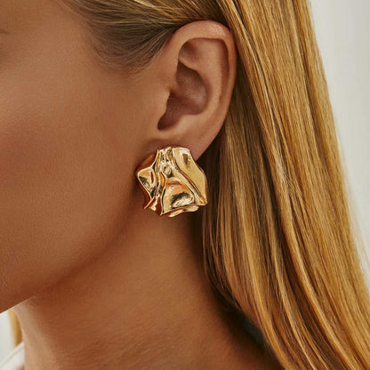 Goldtone Textured Stud Earrings