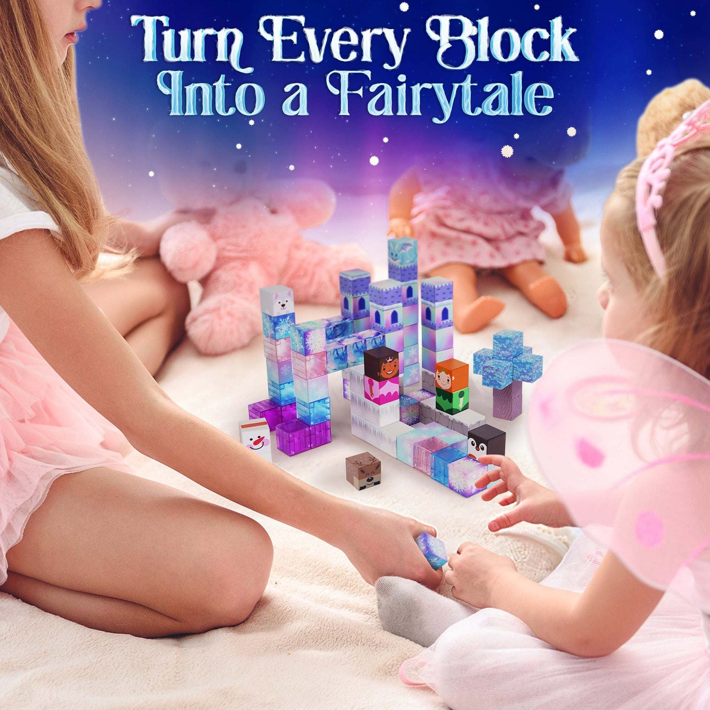 White, green, red black , gray and blue magnatic blocks-