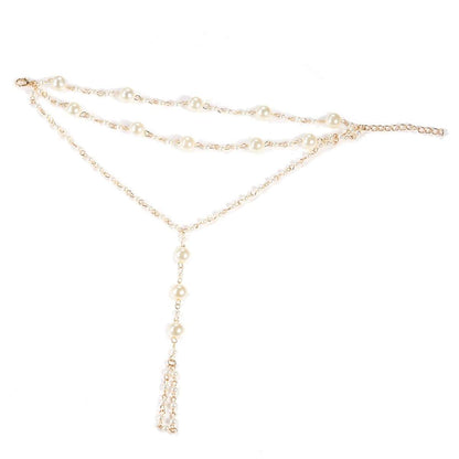 Pearl & Goldtone Layered Ankle-To-Toe Ring Anklet