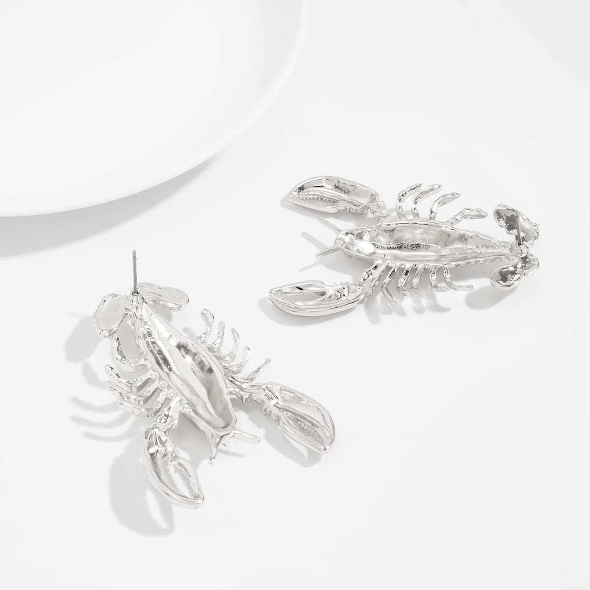 Silvertone Lobster Dangle Earrings