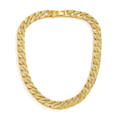 Cubic Zirconia & Goldtone Curb Chain Necklace