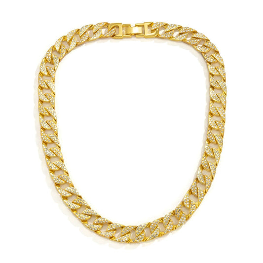 Cubic Zirconia & Goldtone Curb Chain Necklace