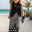 Black White Mixed Stripe Polka Dot Print
