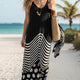 Black White Mixed Stripe Polka Dot Print