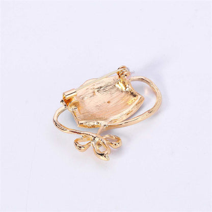 Clear Cubic Zirconia & Blue Enamel Mask Brooch