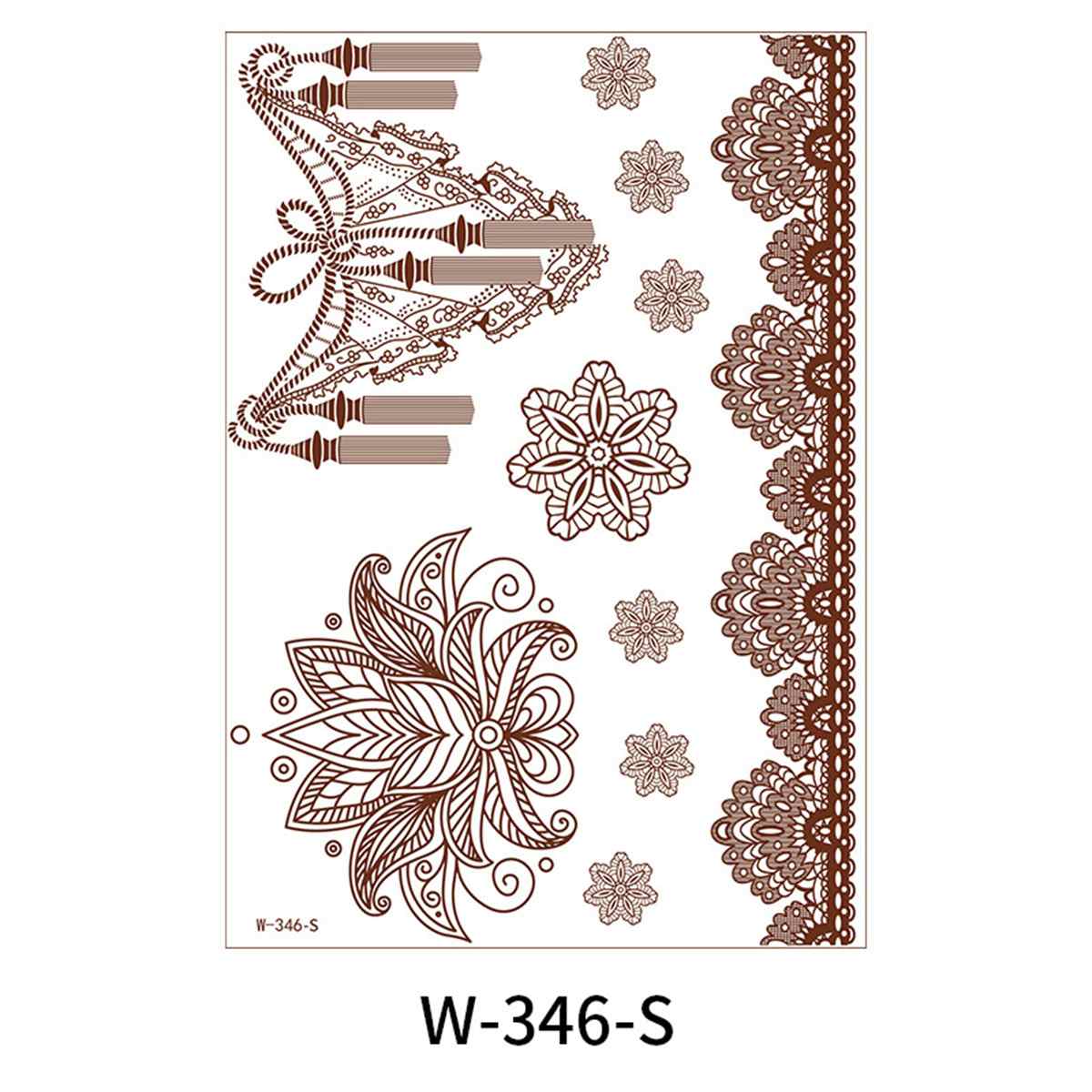 Red Floral Tassel Temporary Tattoos-Set of 5