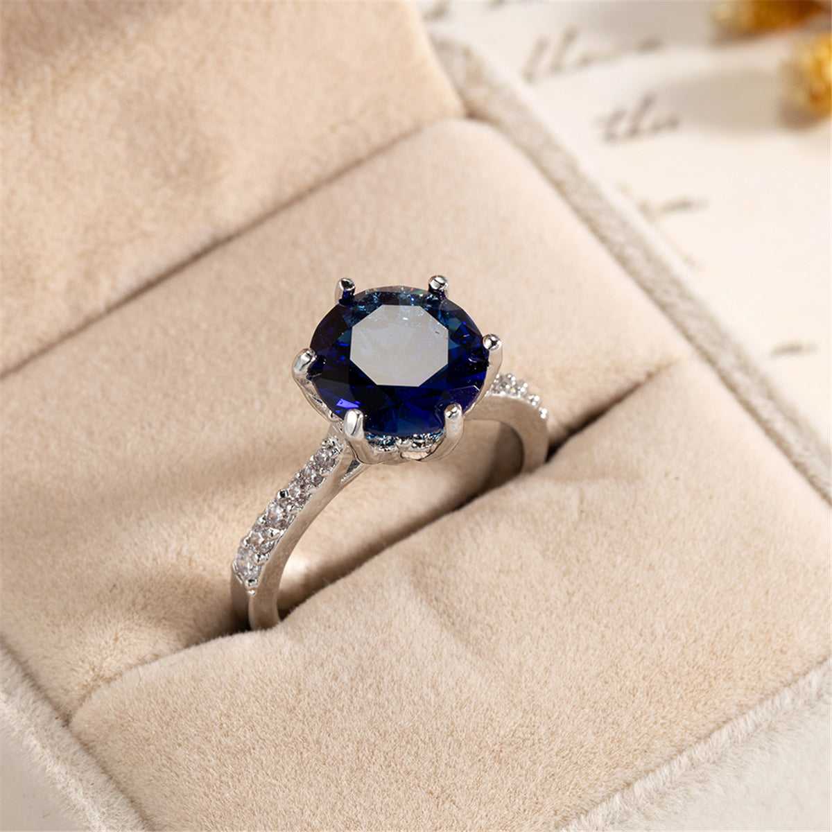 Navy Crystal & Cubic Zirconia Cocktail Ring-5