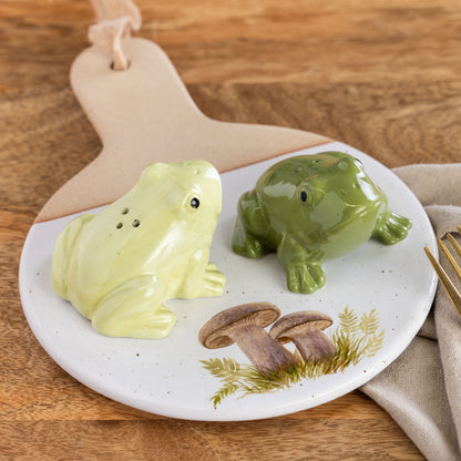 Ceramic Frog Salt and Pepper Green for Spring Serving and Entertaining