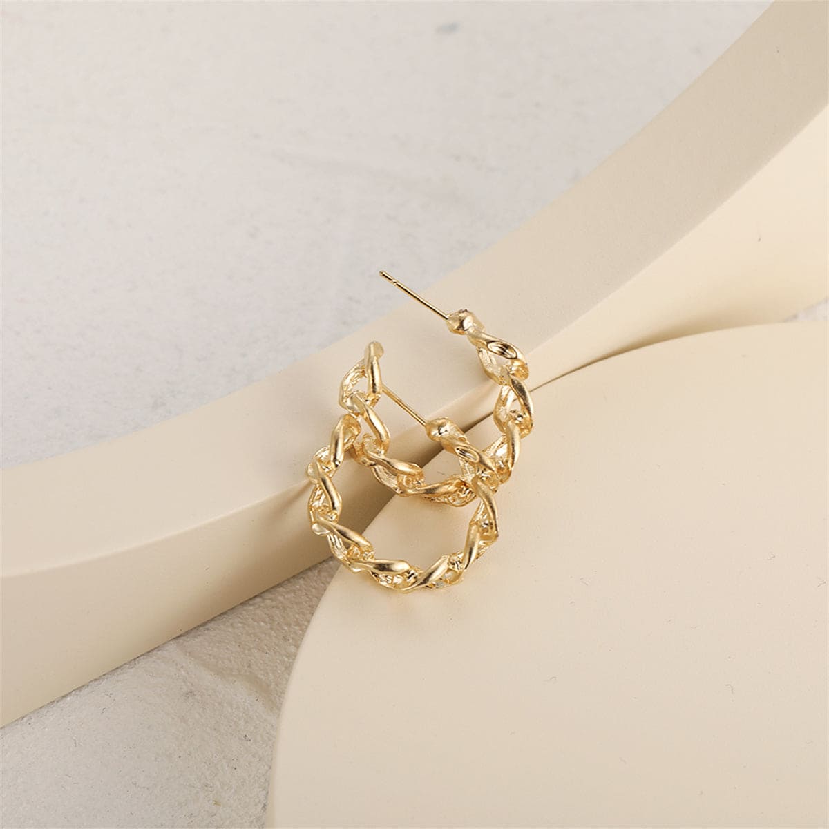 Goldtone Figaro Huggie Earrings