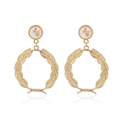 Resin & Goldtone Leaf Drop Earrings