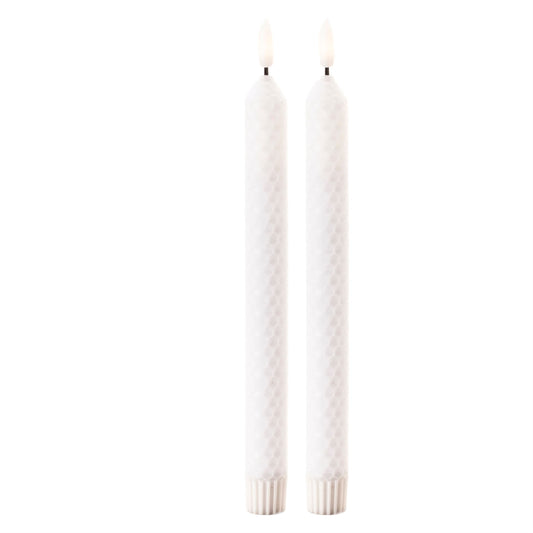 Melrose International FIA Wick White Textured Taper Candle (Set of 2)