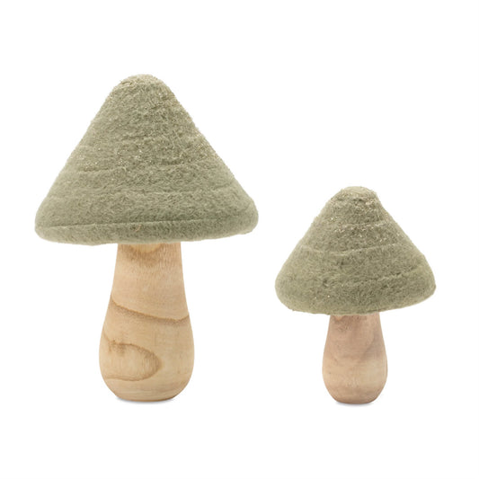 Melrose International Glittered Wool Mushroom Decor (Set of 2)
