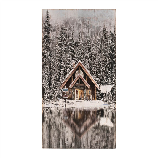 Melrose International Wooden Winter Lake Lodge Plaque 17.5"H