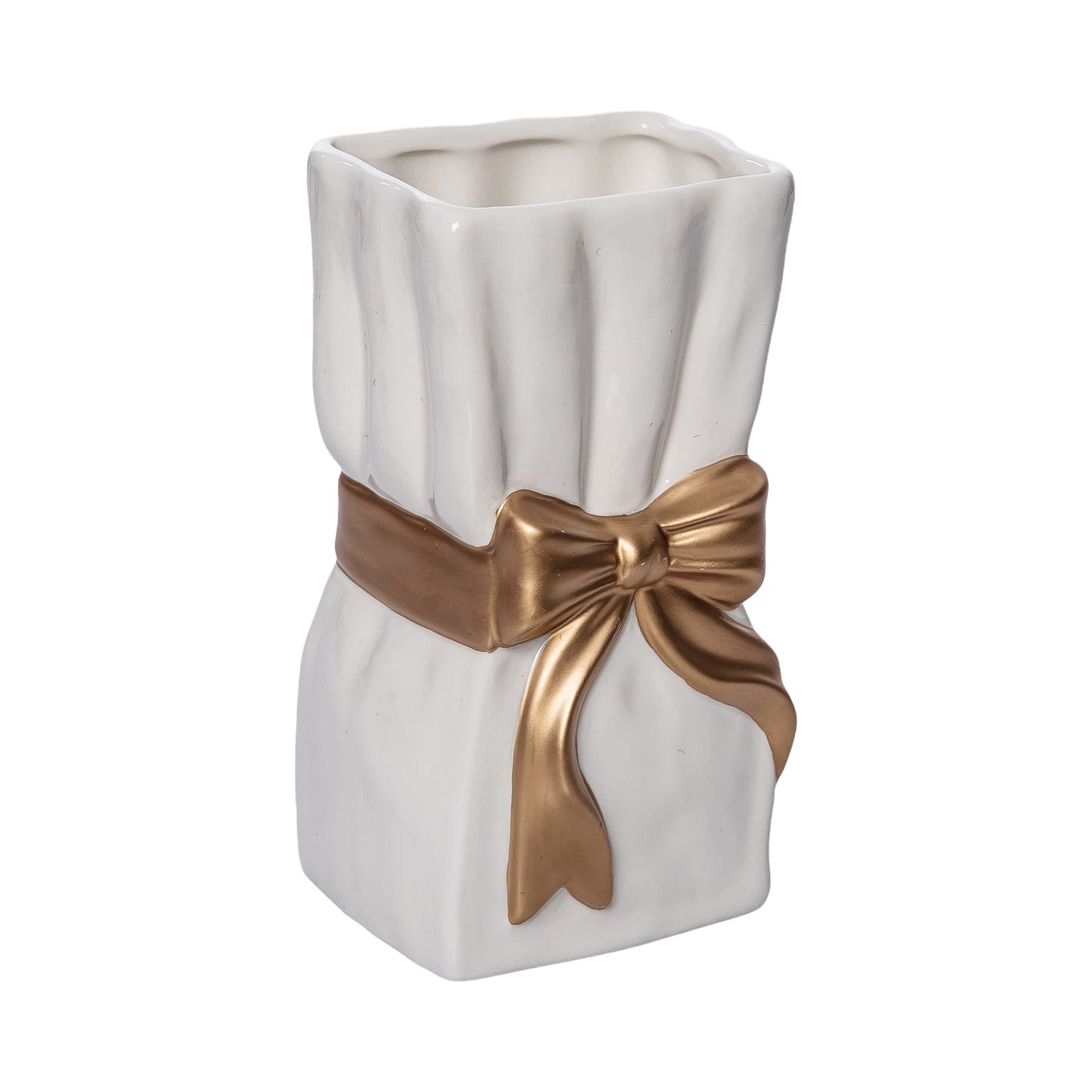 Dolomite Ribbon Gold Vase for Floral Display and Home Decor