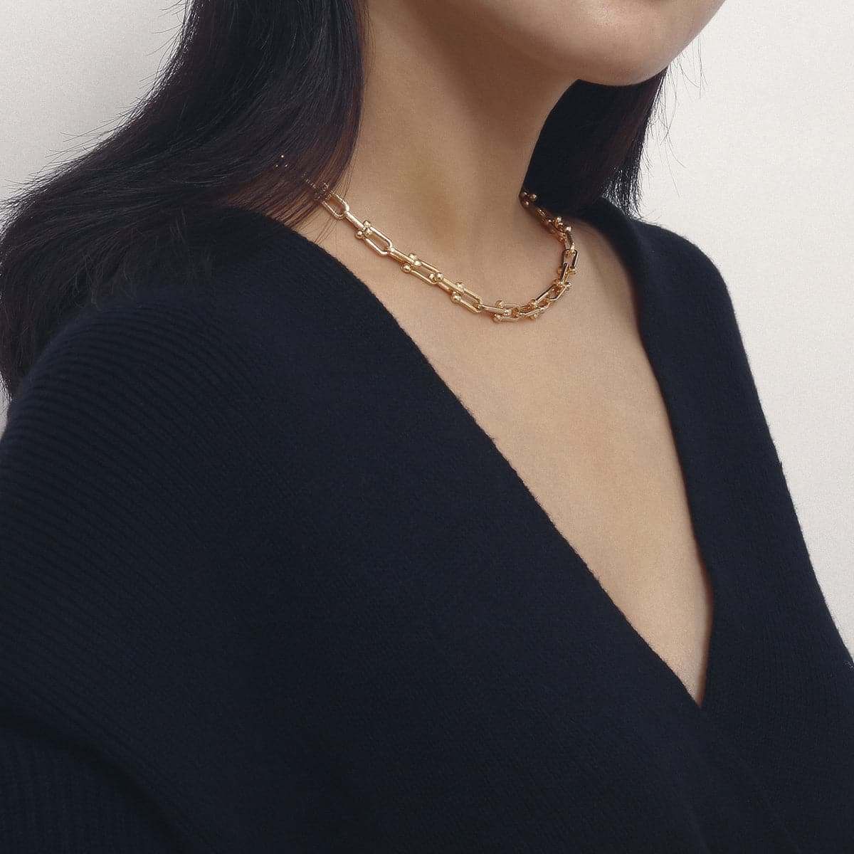 Goldtone Open-Link Choker Necklace