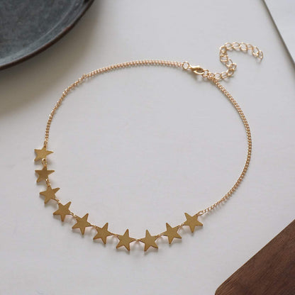 Goldtone Star Station Necklace