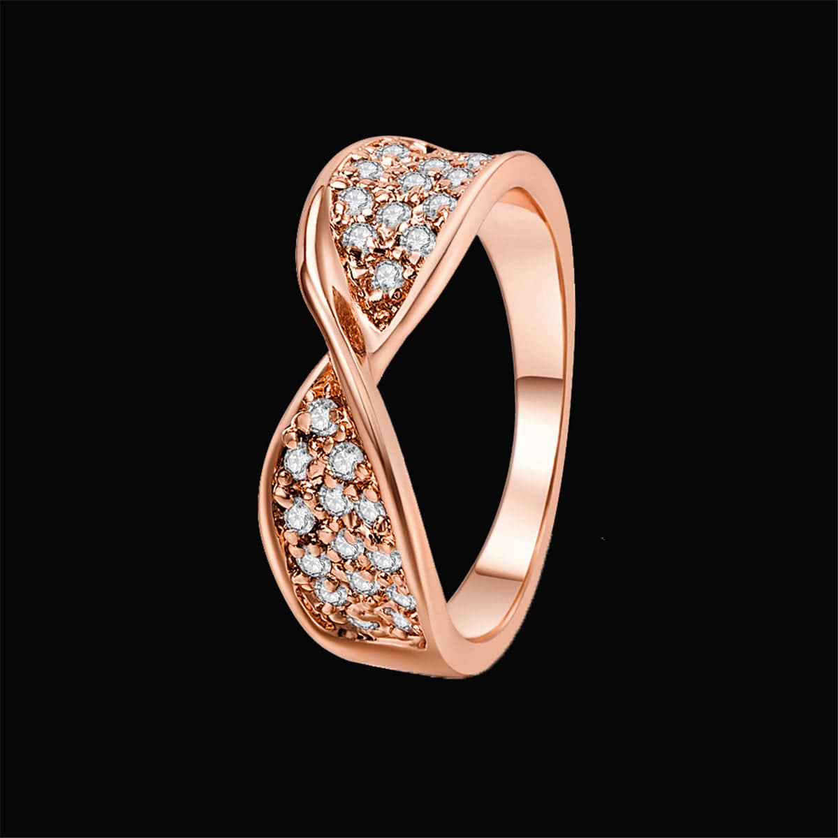 Cubic Zirconia & Rose Goldtone Pavé Twisted Ring-2