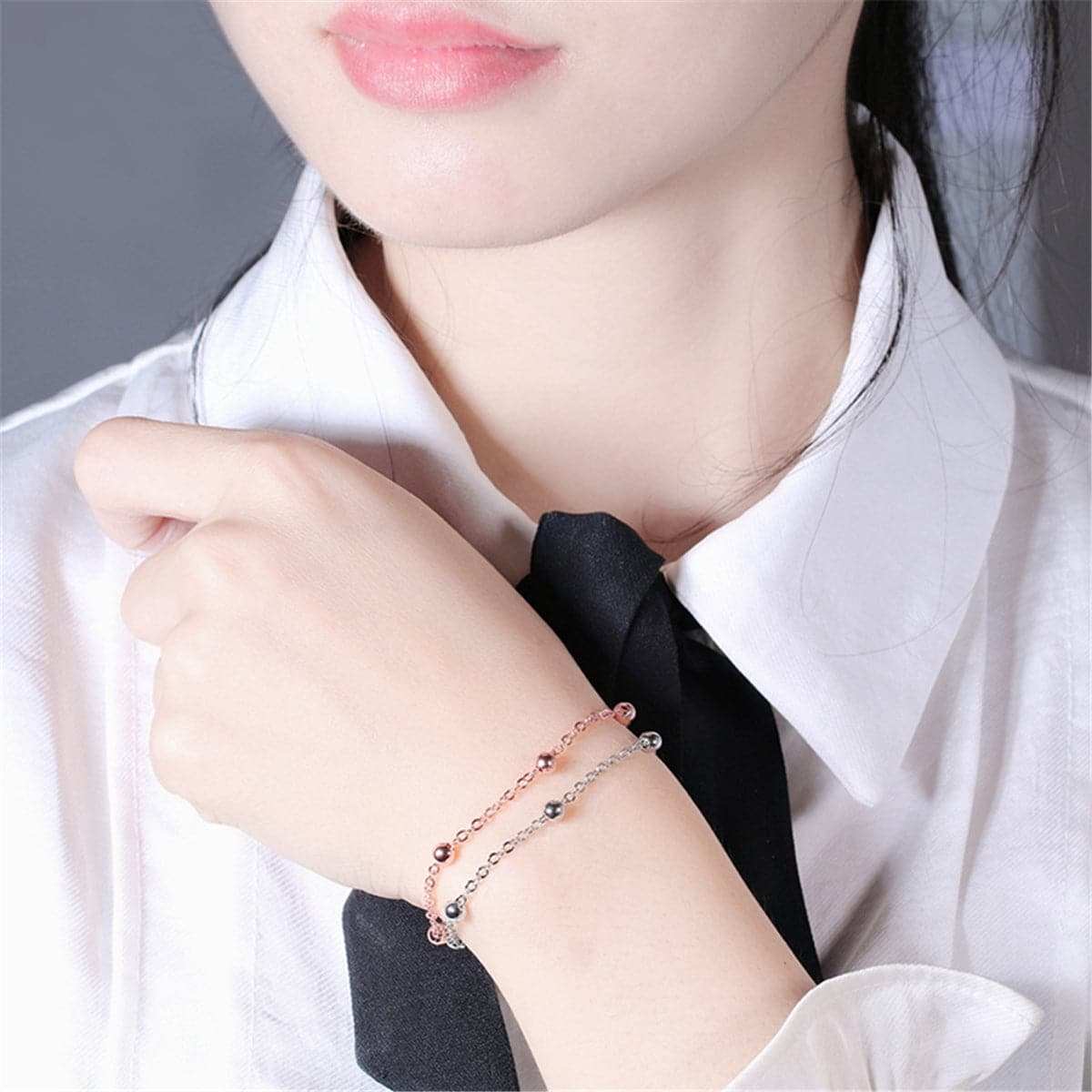Two-tone Layered Bead Bracelet