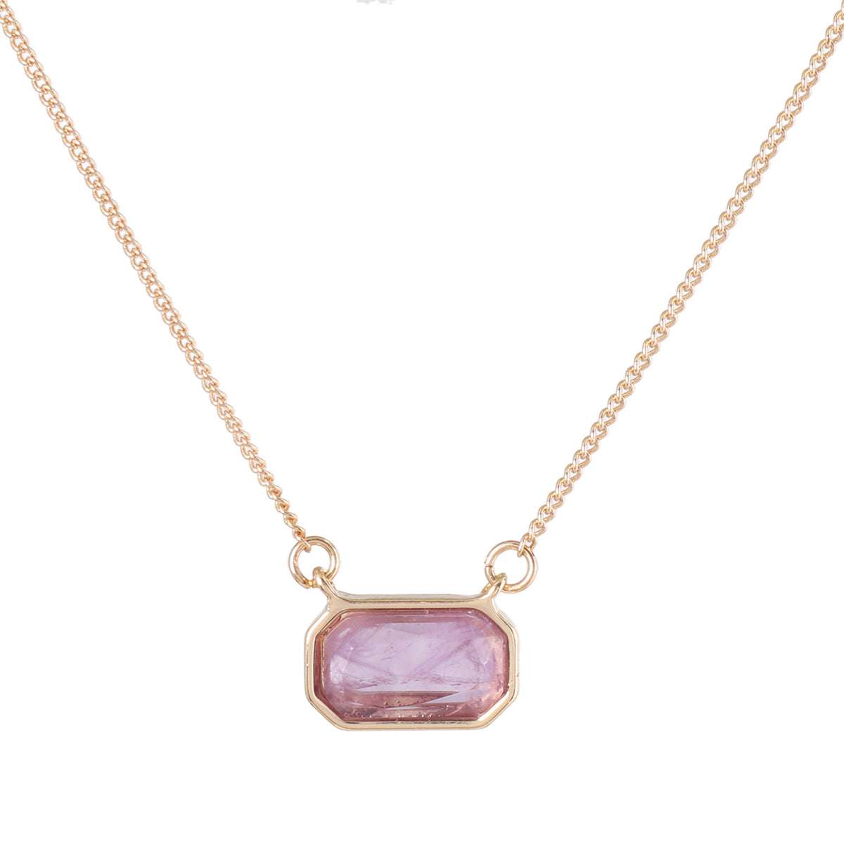Purple Crystal & Goldtone Rectangle Pendant Necklace