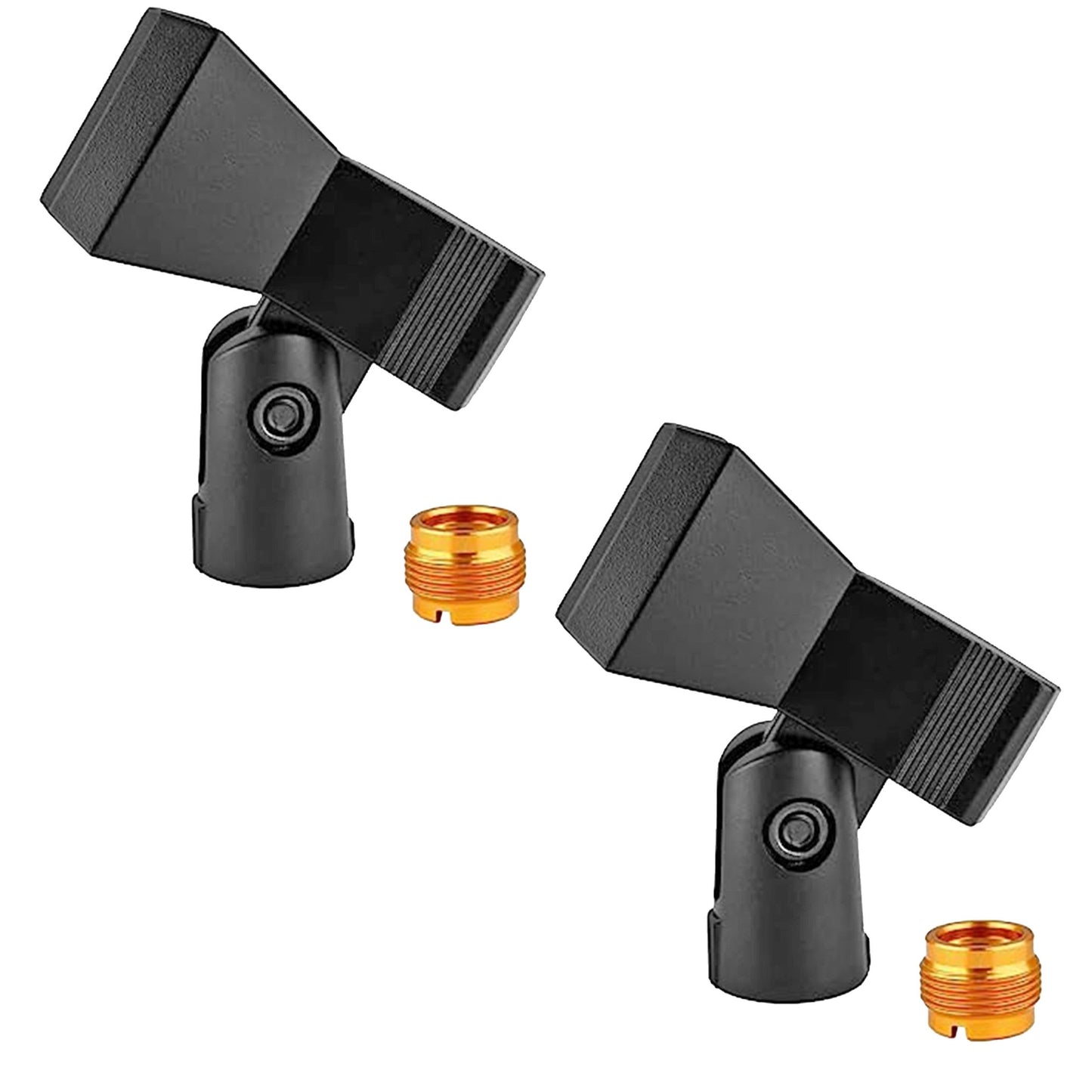5 Core Microphone Clip Holder 2 Pieces with Screw Adapters 5/8 to 3/8 Inch - Black