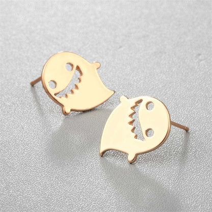 Goldtone Ghost Stud Earrings
