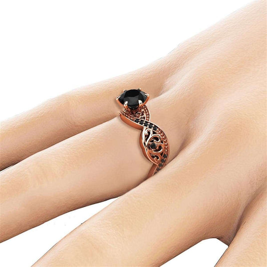 Black Cubic Zirconia & Rose Goldtone Ring