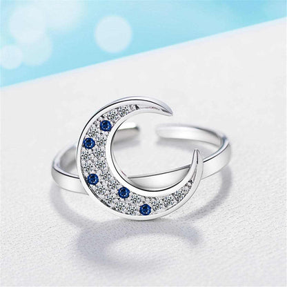 Cubic Zirconia & Silvertone Crescent Moon Ring