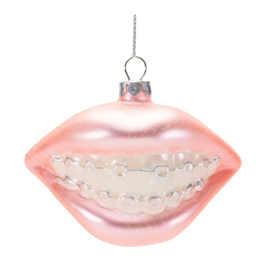 Melrose International Glass Smile with Braces Ornament (Set of 12)