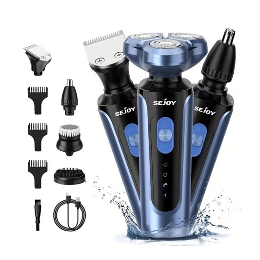 SEJOY Men's Shaver with 3D Floating Shaving System - Fast & Nose Hair Trimmer - Blue