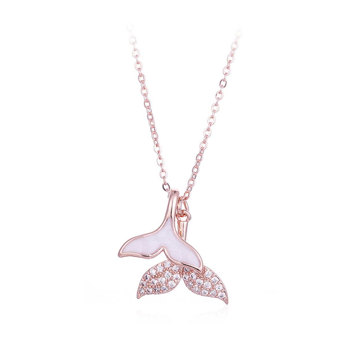 Cubic Zirconia & Whale Tail Pendant Necklace