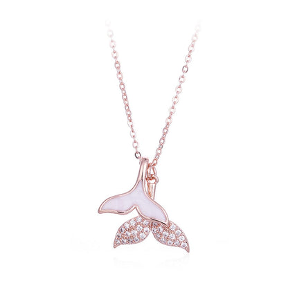 Cubic Zirconia & Whale Tail Pendant Necklace