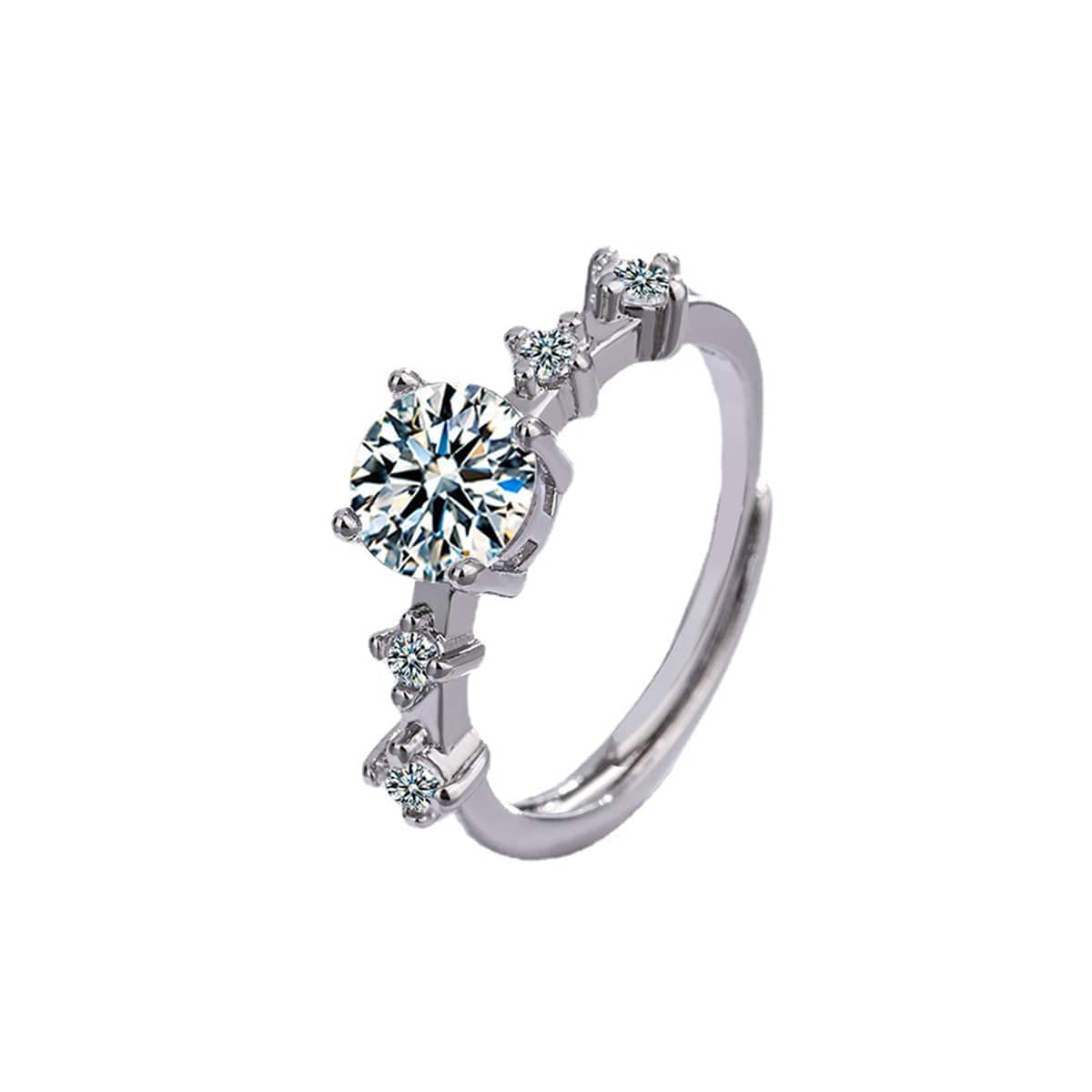 Cubic Zirconia & Silvertone Five-Stone Adjustable Cocktail Ring
