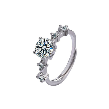 Cubic Zirconia & Silvertone Five-Stone Adjustable Cocktail Ring