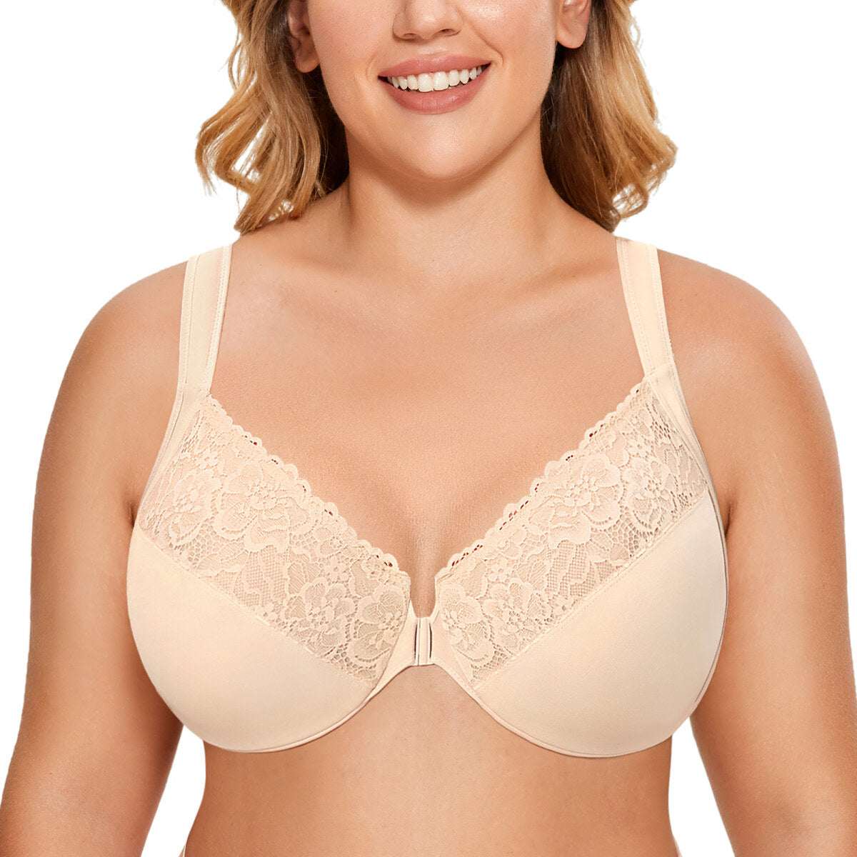 Plus Size Front Closure Lace Underwire Bra