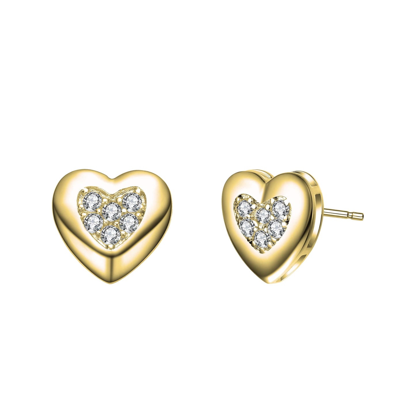Lovely Heart Stud Earrings with Clear Cubic Zirconia