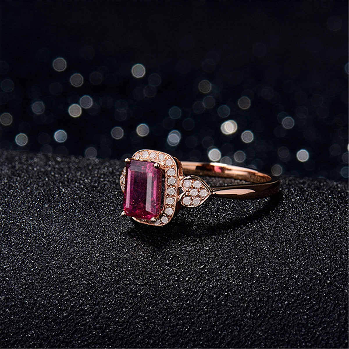 Red Cubic Zirconia & Crystal Heart Halo Ring-3