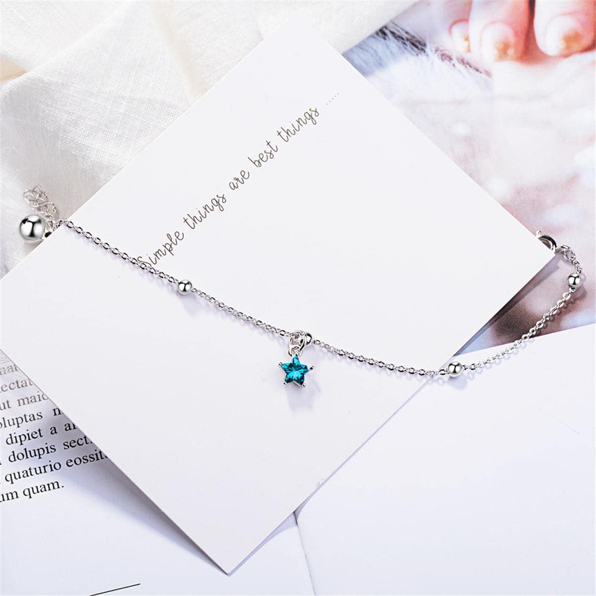Blue Crystal & Silvertone Star Bracelet