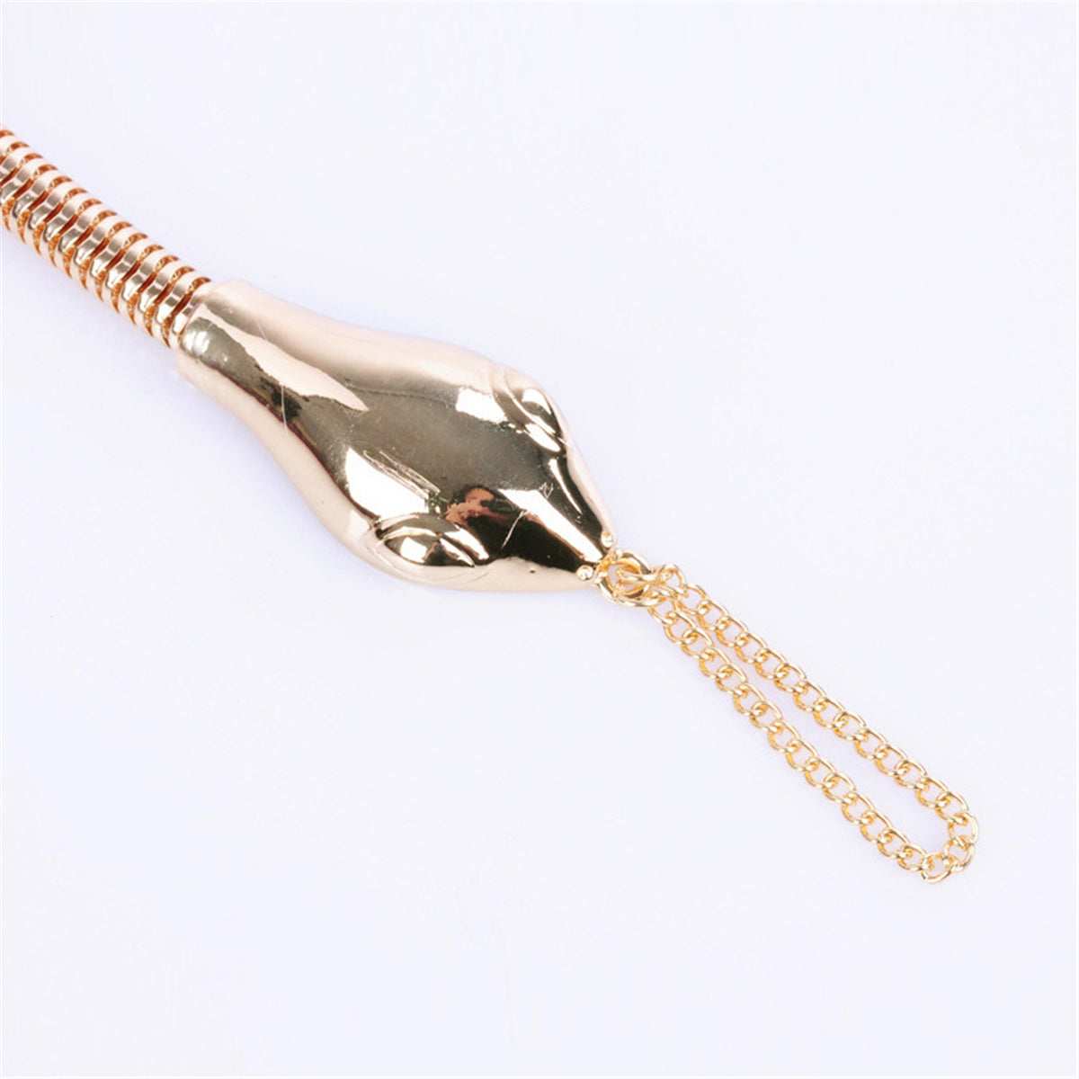 Goldtone Snake Chain Ankle-To-Ring Anklet