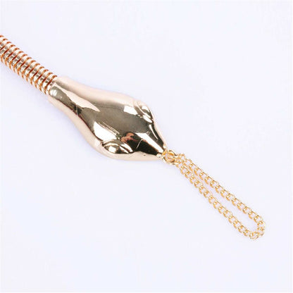 Goldtone Snake Chain Ankle-To-Ring Anklet