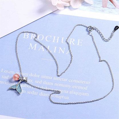 Strawberry & Cubic Zirconia Fishtail Pendant Necklace