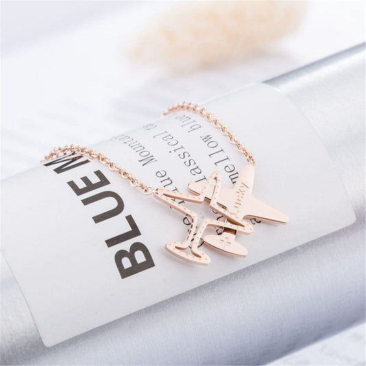 Rose Goldtone Airplane Pendant Necklace