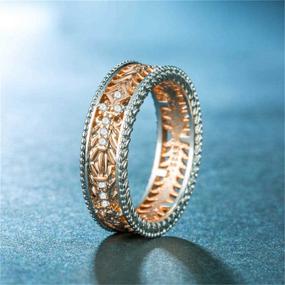 Cubic Zirconia & Two-Tone Filigree Band-10