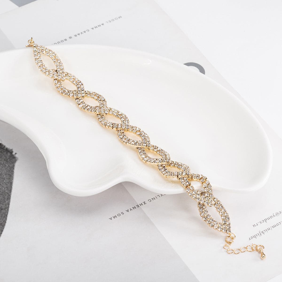 Cubic Zirconia & Goldtone Crossing Line Bracelet